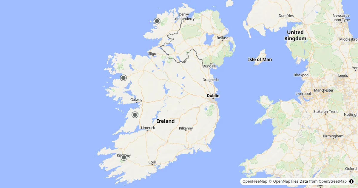 Preview of the stops map of Ireland. Open the map.